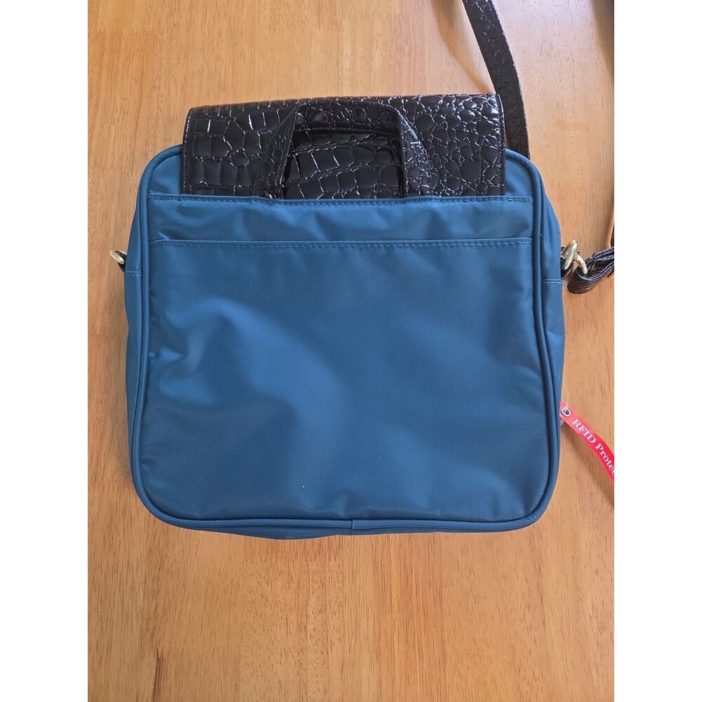 Samantha Brown RFID Travel Crossbody Bag Peacock & Black New - Picture 2 of 9